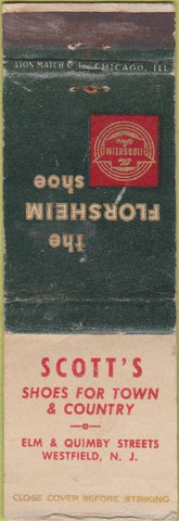 Matchbook Cover - Florsheim Shoes Westfield NJ WORN