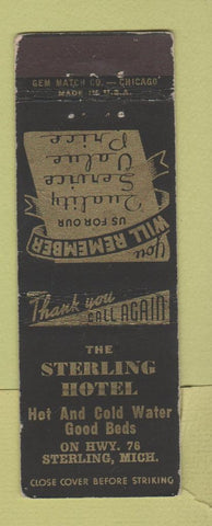 Matchbook Cover - Sterling Hotel Sterling MI WEAR