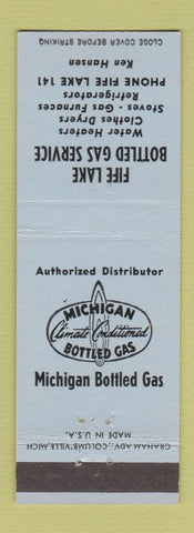 Matchbook Cover - Fife Lake Bottled Gas propane MI BLUE