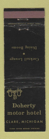 Matchbook Cover - Doherty Motor Hotel Clare MI
