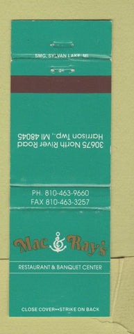 Matchbook Cover - Mac & Ray's Restaurant Harrison Township MI