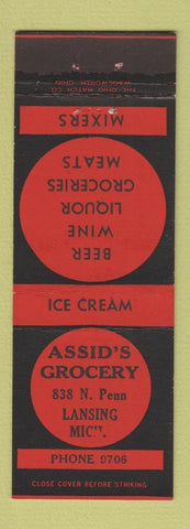 Matchbook Cover - Assid's Grocery Lansing MI