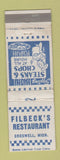 Matchbook Cover - Filbeck's Restaurant Croswell MI WEAR