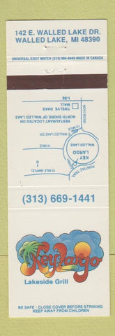 Matchbook Cover - Key Largo Lakeside Grill Walled Lake MI