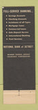 Matchbook Cover - National Bank of Detroit MI