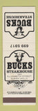 Matchbook Cover - Bucks Steakhouse Surrey Hills Australia
