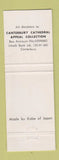 Matchbook Cover - Canterbury Help Save UK Cathedral
