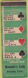 Matchbook Cover - Brownie's Cafe Artesia CO POOR