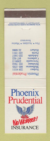 Matchbook Cover Phoenix Prudential Insurance Sydney Melbourne Brisbane Australia