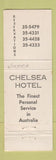 Matchbook Cover - The Chelsea Restaurant Australia Hotel Victoria WEAR