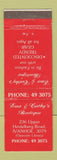 Matchbook Cover - Ena & Cathy's Boutique Ivanhoe Australia