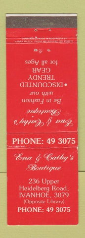 Matchbook Cover - Ena & Cathy's Boutique Ivanhoe Australia