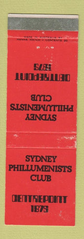 Matchbook Cover - Sydney Phillumenists Club Australia 1975 WEAR
