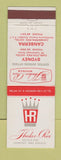 Matchbook Cover - Hooker Rex Hotels Sydney Canberra Australia