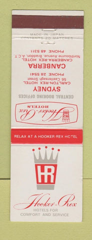 Matchbook Cover - Hooker Rex Hotels Sydney Canberra Australia