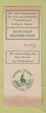Matchbook Cover - Restaurant Militarkantine Militarstrasse Switzerland