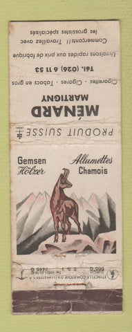 Matchbook Cover - Menard Martigny Switzerland WORN