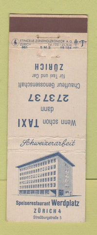 Matchbook Cover - Speiserestaurant Werdplatz Zurich Switzerland