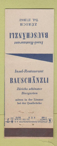 Matchbook Cover - Insel Restaurant Bauschanzli Zurich Switzerland