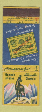 Matchbook Cover - Allumettes Chamois Gemsen Holzer Switzerland WEAR