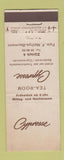 Matchbook Cover - Cypresse Zurich Switzerland Tea Room