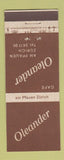Matchbook Cover - Cafe Oleander Zurich Switzerland