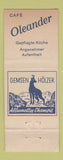 Matchbook Cover - Cafe Oleander Zurich Switzerland