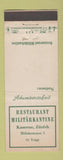 Matchbook Cover - Restaurant Militarkantine Militarstrasse Switzerland