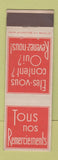 Matchbook Cover - Tous nos Remerciements Belgium