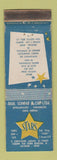 Matchbook Cover - Stars Liquors Salvador Bahia Brazil WEAR