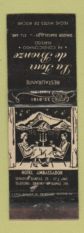 Matchbook Cover - La Tour de Bronze Restaurant Brazil WORN