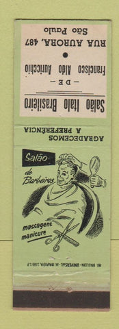 Matchbook Cover - Salao Italo Brasileiro Barber Shop Sao Paulo Brazil  WEAR