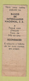 Matchbook Cover - Bin Banco Do Intercambio Nacional Rio De Janeiro Brazil