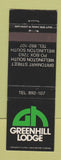 Matchbook Cover - Greenhill Lodge Wellington New Zealand