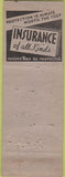 Matchbook Cover - LJ Marcotte Insurance Omaha? POOR
