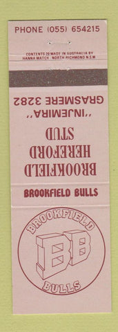 Matchbook Cover - Brookfield Hereford Stud Bulls Cattle Grasmere Australia