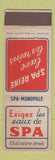 Matchbook Cover - Spa Reine Drink Water Belgium