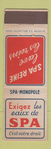Matchbook Cover - Spa Reine Drink Water Belgium