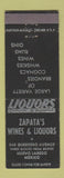 Matchbook Cover - Zapata's Wines Liquors Nuevo Laredo Mexico