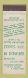 Matchbook Cover - Au Bierkelder Brasserie Brussels Belgium