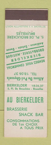 Matchbook Cover - Au Bierkelder Brasserie Brussels Belgium
