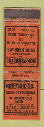 Matchbook Cover - Non Fluid Oil Sao Paulo Brazil New York City WEAR