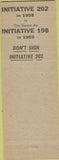 Matchbook Cover - Initiative 202 Pro Union 1958 Green