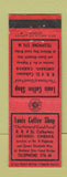 Matchbook Cover - Louis Coffee Shop St Catharines ON