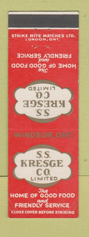 Matchbook Cover - SS Kresge Restaurant Windsor ON