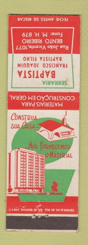Matchbook Cover - Serraria Baptista Francisco Joaquim Bento Ribeiro Brazil