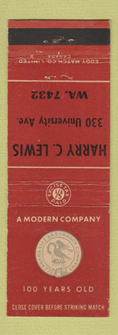 Matchbook Cover - Harry Lewis Insurance Canada