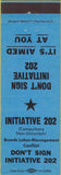 Matchbook Cover - Initiative 202 Pro Union 1958 Blue