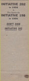 Matchbook Cover - Initiative 202 Pro Union 1958 Blue