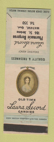 Matchbook Cover - Laura Secord Candy Bergeron Drug Matane QC